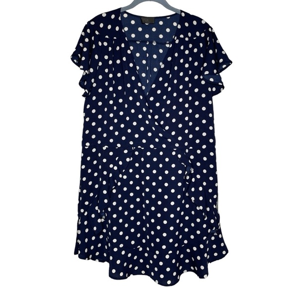 Armani Exchange AX Paris polka dot dress semi sheer navy blue white size us 10 - Picture 1 of 4